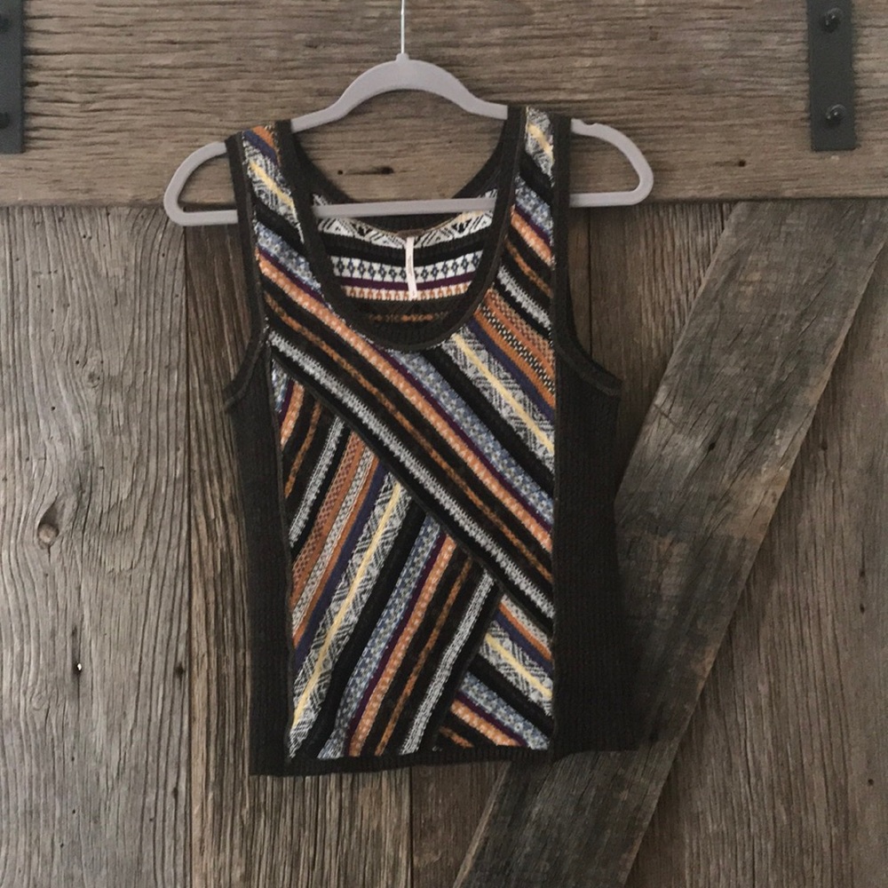 Stripe designed sweater material tank top